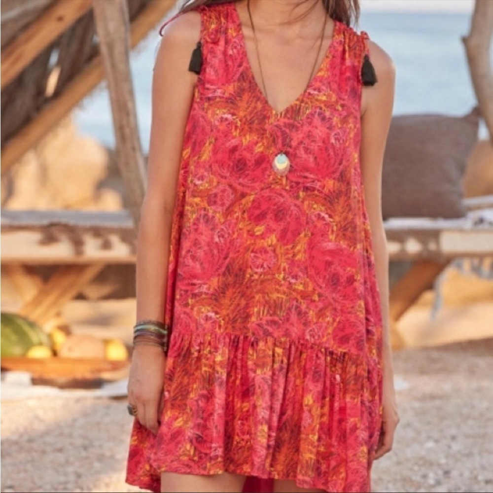 Sundance Pink & Orange Flamenco Tropical Dress